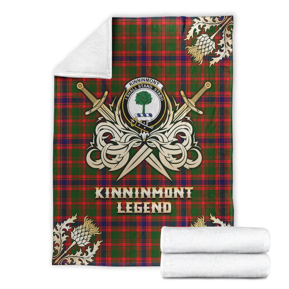 Clan Kinninmont Tartan Gold Courage Symbol Blanket TB52 Clan Hall Tartan Today