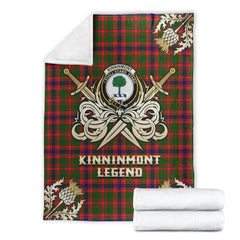Clan Kinninmont Tartan Gold Courage Symbol Blanket TB52 Clan Hall Tartan Today