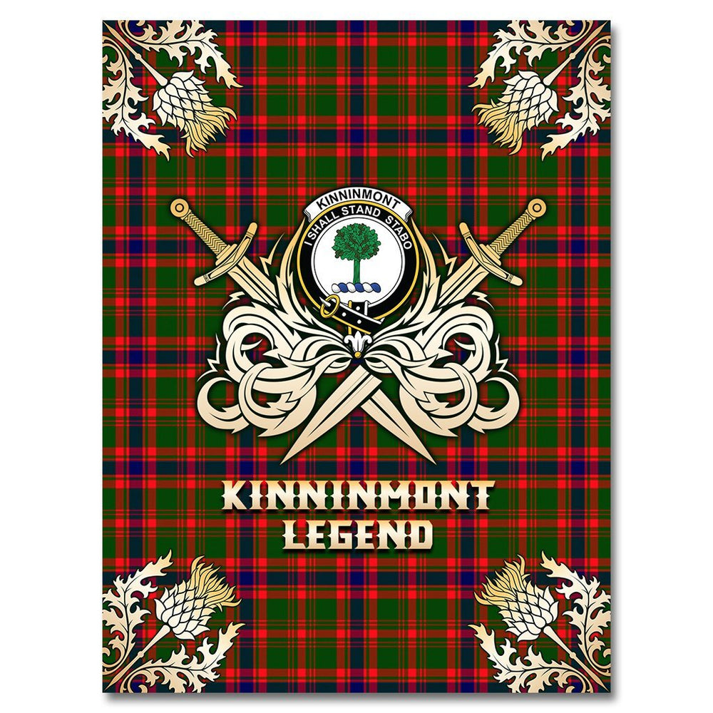 Clan Kinninmont Tartan Gold Courage Symbol Blanket TB52 Clan Hall Tartan Today