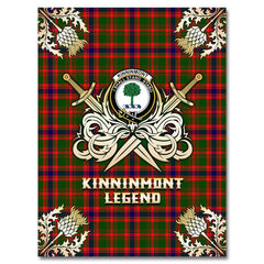 Clan Kinninmont Tartan Gold Courage Symbol Blanket TB52 Clan Hall Tartan Today