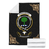 Clan Kinninmont Crest Tartan Premium Blanket Black BW50 Clan Hall Tartan Today