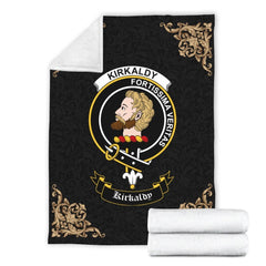 Clan Kirkaldy (of Grange) Crest Tartan Premium Blanket Black KZ34 Clan Kirk Tartan Today