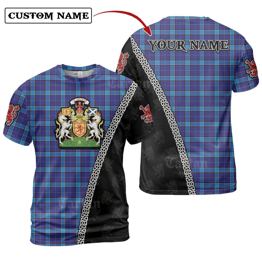 Kirkcaldy Tartan Shirt with Scotland Coat of Arms & Custom Name CC66