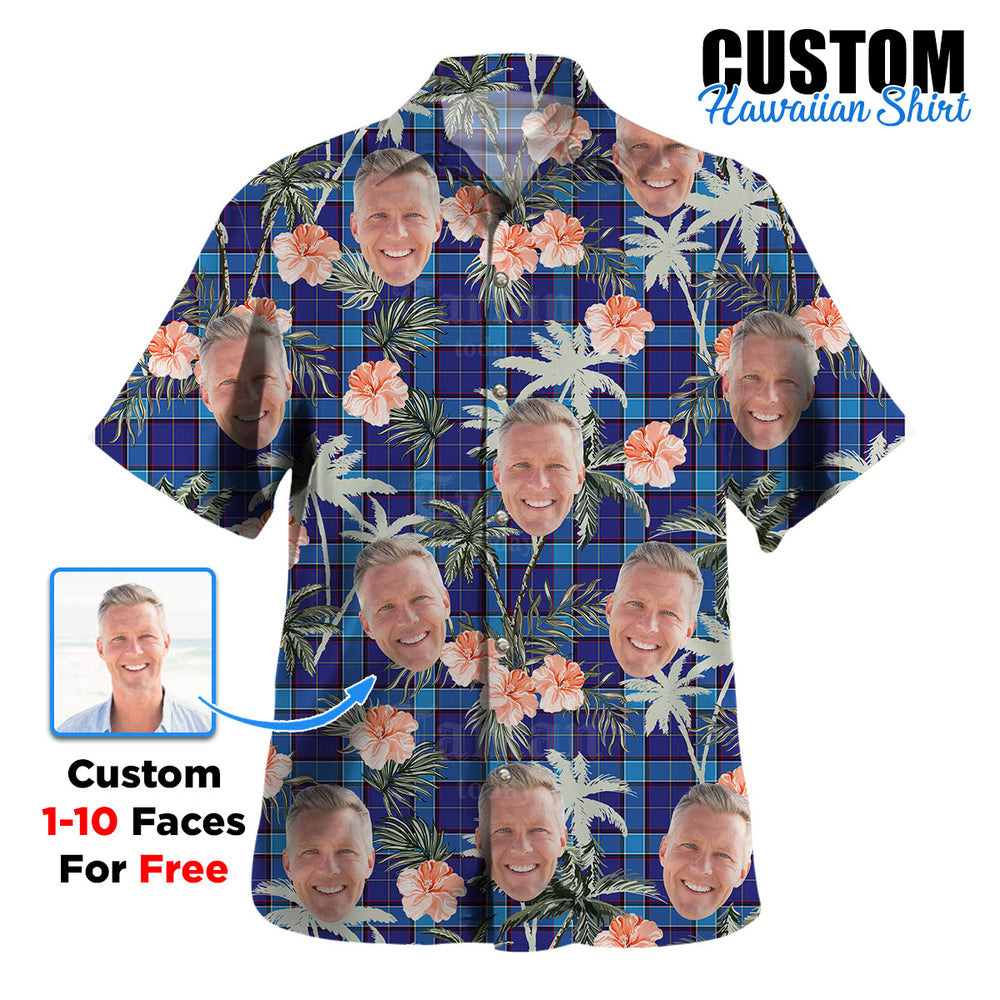 Clan Kirkcaldy Tartan Custom Face Hawaiian Shirt – Unisex Gift for Family Members, Summer Party ET53 Kirkcaldy Tartan Tartan Hawaii Shirt