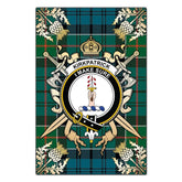 Clan Kirkpatrick Tartan Crest Black Garden Flag - Gold Thistle HZ55 Clan Kirk Tartan Today