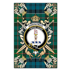 Clan Kirkpatrick Tartan Crest Black Garden Flag - Gold Thistle HZ55 Clan Kirk Tartan Today