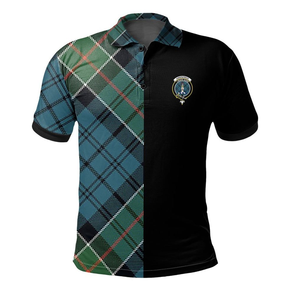 Clan Kirkpatrick Tartan Polo Shirt Half of Me - Cross Style IS41 Kirkpatrick Tartan Tartan Polo