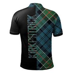 Clan Kirkpatrick Tartan Polo Shirt Half of Me - Cross Style IS41 Kirkpatrick Tartan Tartan Polo