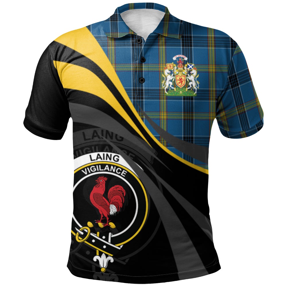 Clan Laing Tartan Polo Shirt - Royal Coat Of Arms Style ZD35 Laing Tartan Tartan Polo