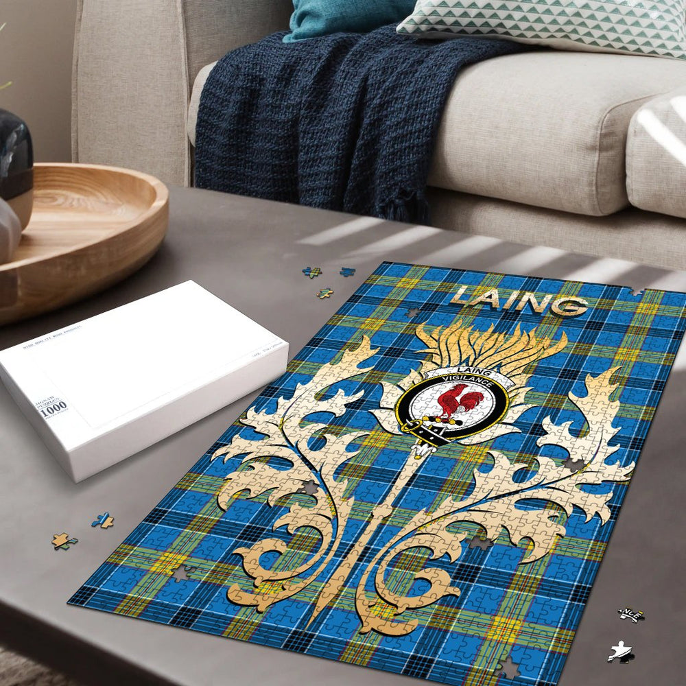 Clan Laing Tartan Crest Thistle Jigsaw Puzzles Gift For Family UH71 Clan Laing Tartan Today