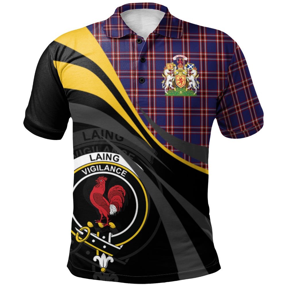 Clan Laing of Archiestown Tartan Polo Shirt - Royal Coat Of Arms Style LY40 Laing of Archiestown Tartan Tartan Polo