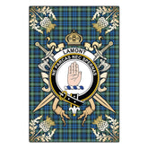 Clan Lamont Ancient Tartan Crest Black Garden Flag - Gold Thistle QF33 Clan Lamont Tartan Today