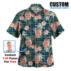 Clan Lamont Ancient Tartan Custom Face Hawaiian Shirt – Unisex Gift for Family Members, Summer Party DB94 Lamont Ancient Tartan Tartan Hawaii Shirt