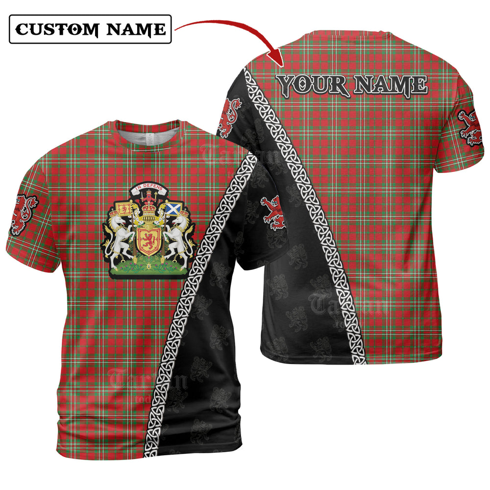 Langlands Tartan Shirt with Scotland Coat of Arms & Custom Name WX30