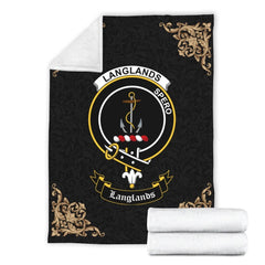 Clan Langlands Crest Tartan Premium Blanket Black VG29 Clan Langlands Tartan Today