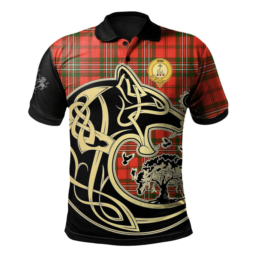 Clan Langlands Tartan Polo Shirt Viking Wolf DC81 Langlands Tartan Tartan Polo