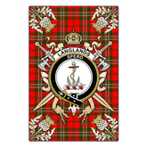 Clan Langlands Tartan Crest Black Garden Flag - Gold Thistle NP10 Clan Langlands Tartan Today