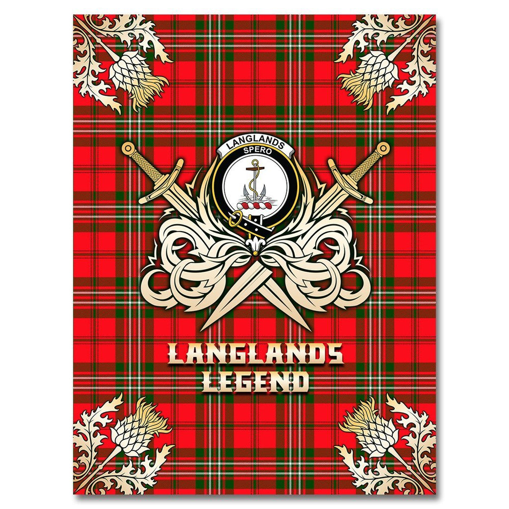 Clan Langlands Tartan Gold Courage Symbol Blanket SQ92 Clan Langlands Tartan Today