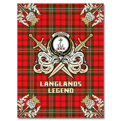 Clan Langlands Tartan Gold Courage Symbol Blanket SQ92 Clan Langlands Tartan Today