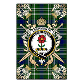 Clan Learmonth Tartan Crest Black Garden Flag - Gold Thistle LR83 Clan Learmonth Tartan Today