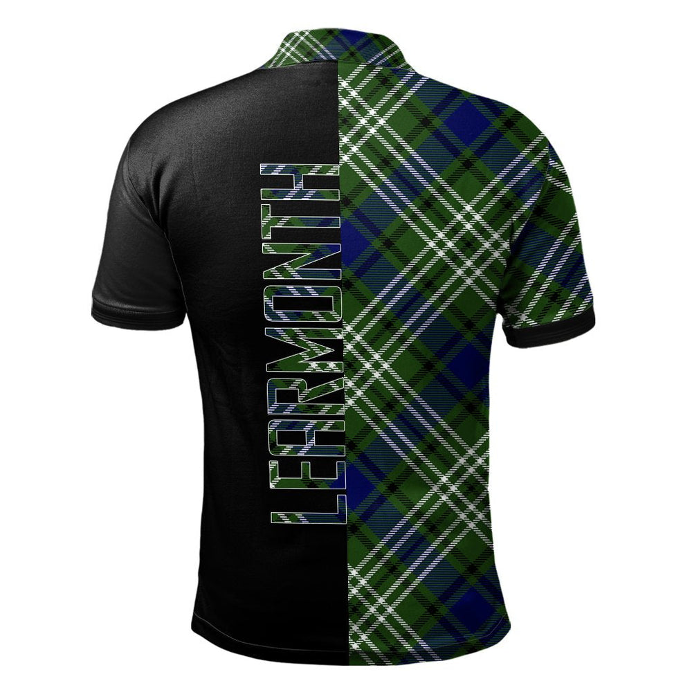 Clan Learmonth Tartan Polo Shirt Half of Me - Cross Style OV93 Learmonth Tartan Tartan Polo