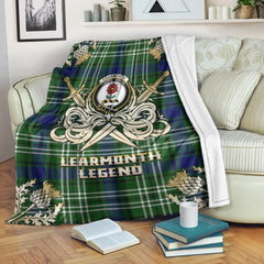 Clan Learmonth Tartan Gold Courage Symbol Blanket FE14 Clan Learmonth Tartan Today