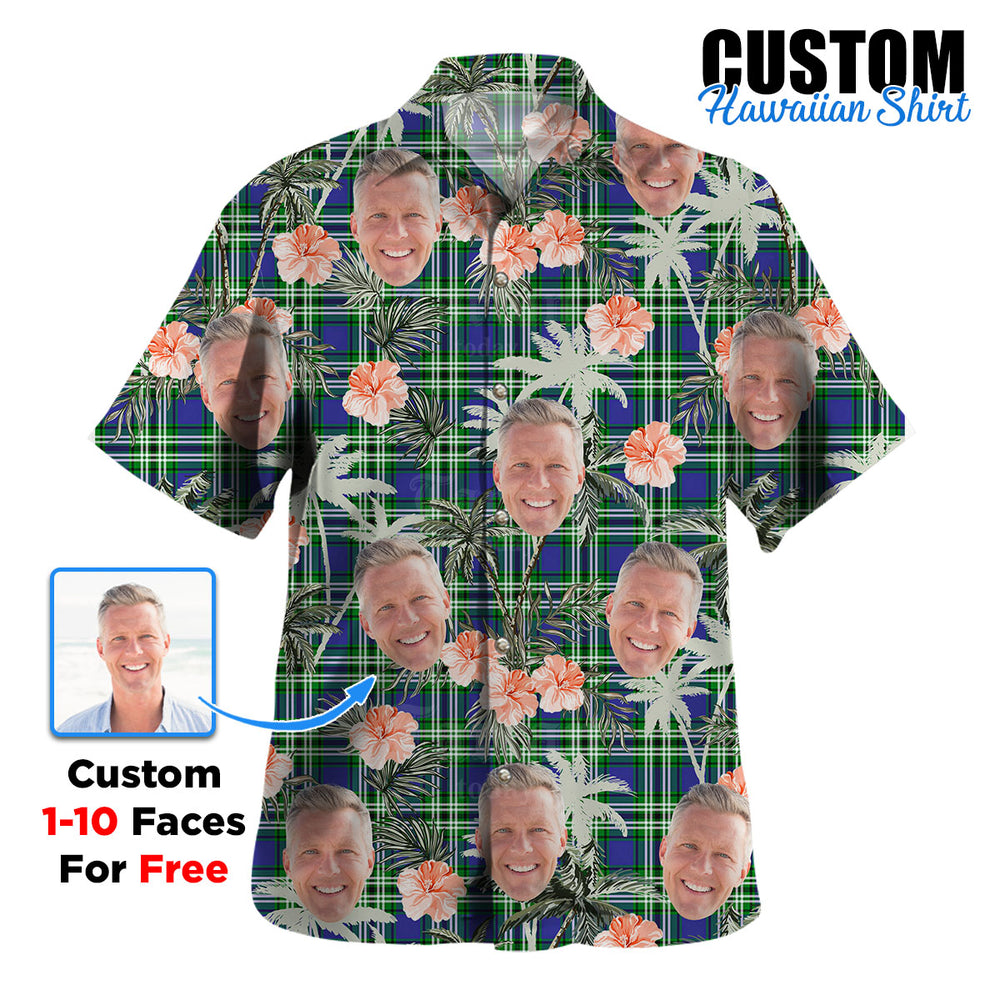 Clan Learmonth Tartan Custom Face Hawaiian Shirt – Unisex Gift for Family Members, Summer Party TZ94 Learmonth Tartan Tartan Hawaii Shirt