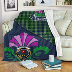 Clan Learmonth Tartan Crest Premium Blanket Thistle Style EE77 Clan Learmonth Tartan Today