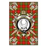 Clan Leask Tartan Crest Black Garden Flag - Gold Thistle NN97 Clan Leask Tartan Today