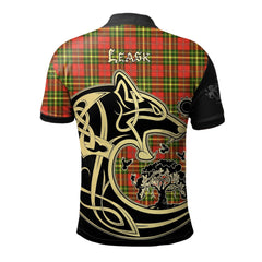 Clan Leask Tartan Polo Shirt Viking Wolf RP99 Leask Tartan Tartan Polo