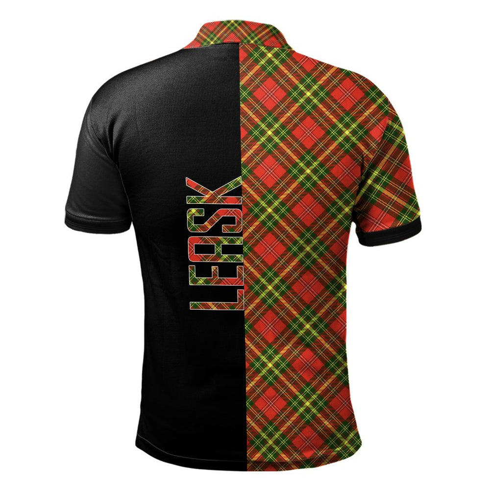 Clan Leask Tartan Polo Shirt Half of Me - Cross Style LX18 Leask Tartan Tartan Polo