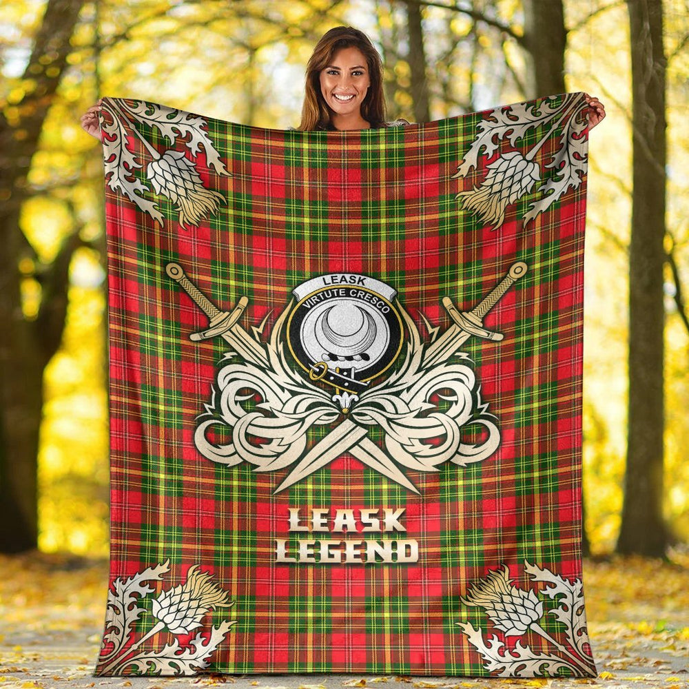 Clan Leask Tartan Gold Courage Symbol Blanket VP27 Clan Leask Tartan Today