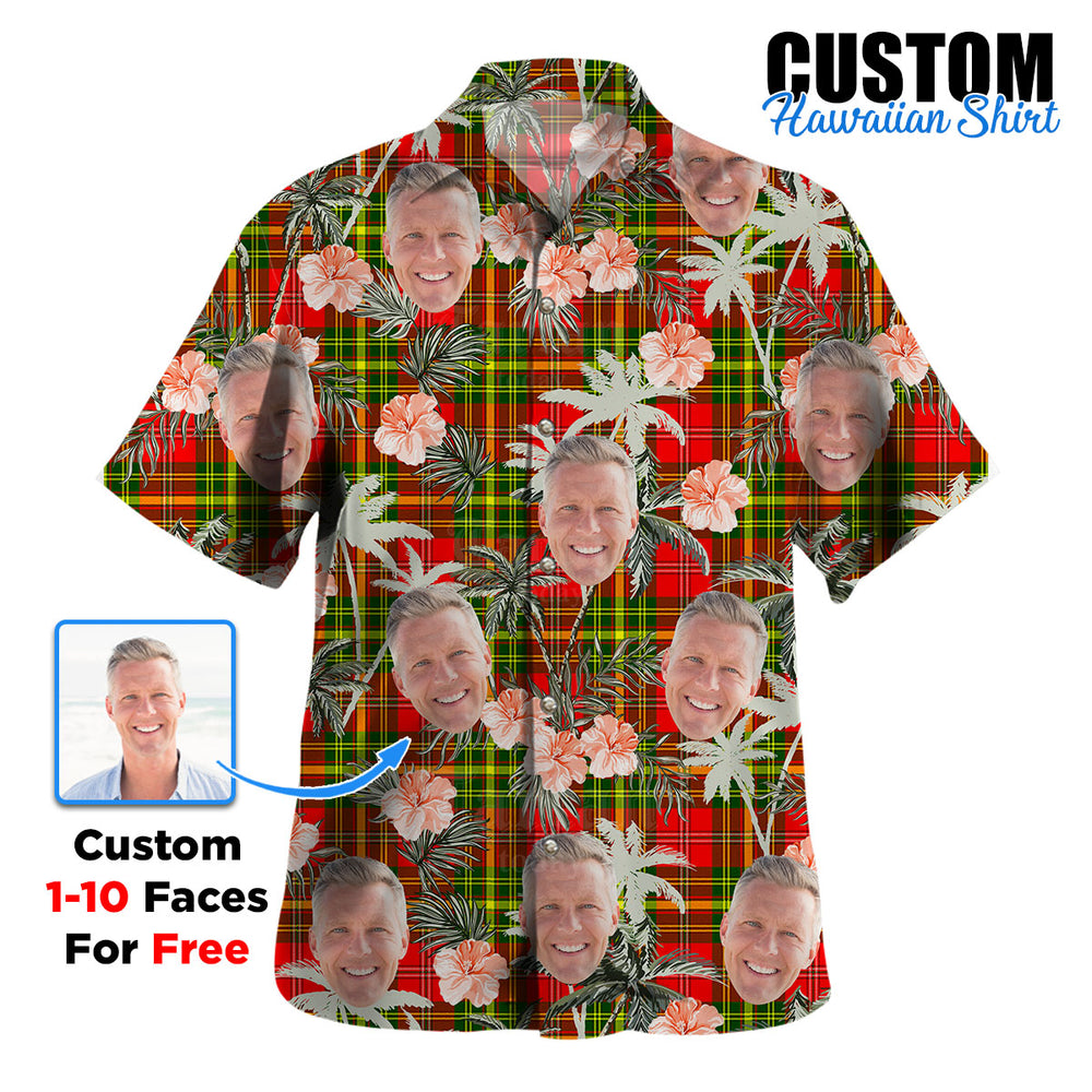 Clan Leask Tartan Custom Face Hawaiian Shirt – Unisex Gift for Family Members, Summer Party XF32 Leask Tartan Tartan Hawaii Shirt