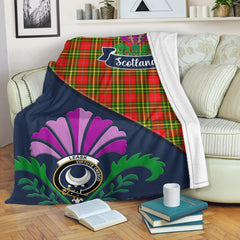 Clan Leask Tartan Crest Premium Blanket Thistle Style WS24 Clan Leask Tartan Today