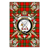 Clan Lennox Modern Tartan Crest Black Garden Flag - Gold Thistle QH74 Clan Lennox Tartan Today