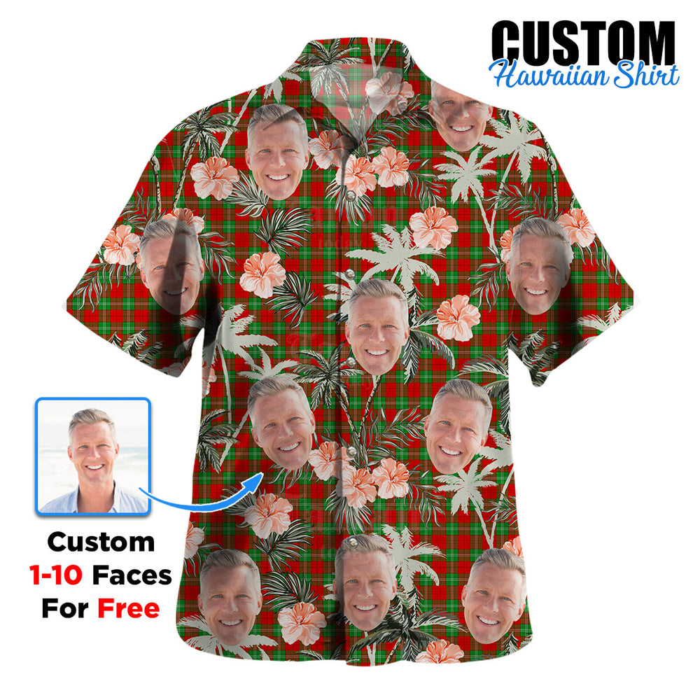 Clan Lennox Tartan Custom Face Hawaiian Shirt – Unisex Gift for Family Members, Summer Party OH26 Lennox Tartan Tartan Hawaii Shirt