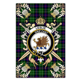 Clan Leslie Hunting Tartan Crest Black Garden Flag - Gold Thistle LY54 Clan Leslie Tartan Today