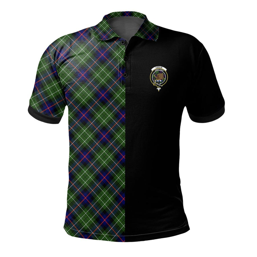 Clan Leslie Hunting Tartan Polo Shirt Half of Me - Cross Style YD36 Leslie Hunting Tartan Tartan Polo
