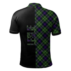 Clan Leslie Hunting Tartan Polo Shirt Half of Me - Cross Style YD36 Leslie Hunting Tartan Tartan Polo