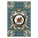 Clan Leslie Hunting Ancient Tartan Crest Black Garden Flag - Gold Thistle KG35 Clan Leslie Tartan Today