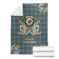 Clan Leslie Hunting Ancient Tartan Gold Courage Symbol Blanket GA78 Clan Leslie Tartan Today