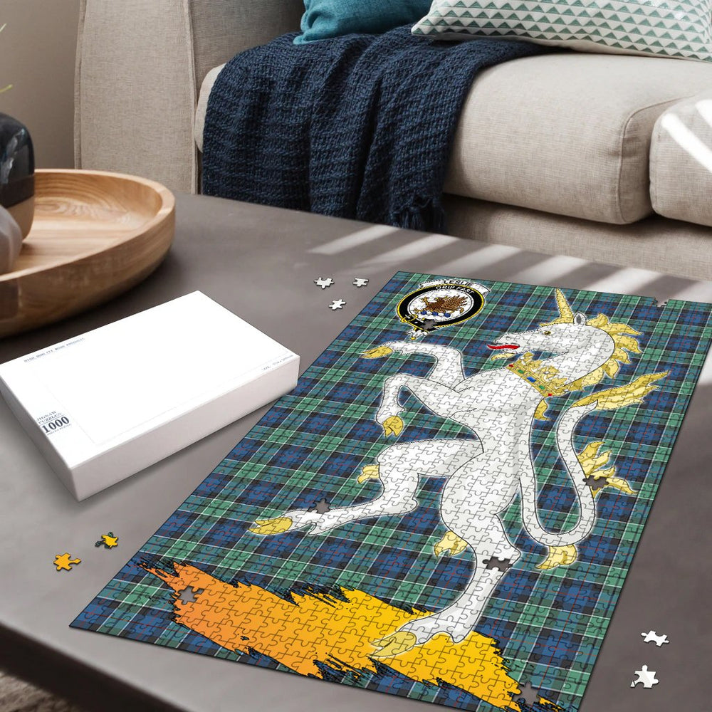 Clan Leslie Hunting Ancient Tartan Crest Unicorn Scotland Jigsaw Puzzles Gift For Family WW95 Clan Leslie Tartan Today