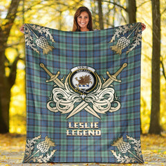 Clan Leslie Hunting Ancient Tartan Gold Courage Symbol Blanket GA78 Clan Leslie Tartan Today