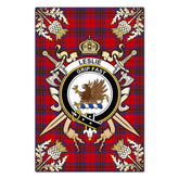Clan Leslie Modern Tartan Crest Black Garden Flag - Gold Thistle UZ92 Clan Leslie Tartan Today