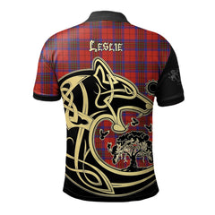 Clan Leslie Modern Tartan Polo Shirt Viking Wolf NR19 Leslie Modern Tartan Tartan Polo