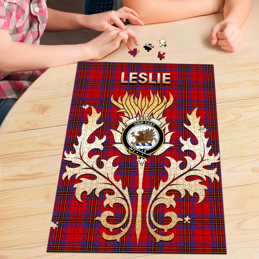 Clan Leslie Modern Tartan Crest Thistle Jigsaw Puzzles Gift For Family MX39 Clan Leslie Tartan Today