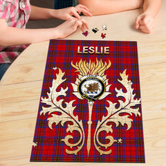 Clan Leslie Modern Tartan Crest Thistle Jigsaw Puzzles Gift For Family MX39 Clan Leslie Tartan Today