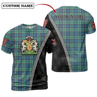 Personalized Clan Leslie Hunting Ancient Tartan Shirt with Scotland Coat of Arms & Custom Name