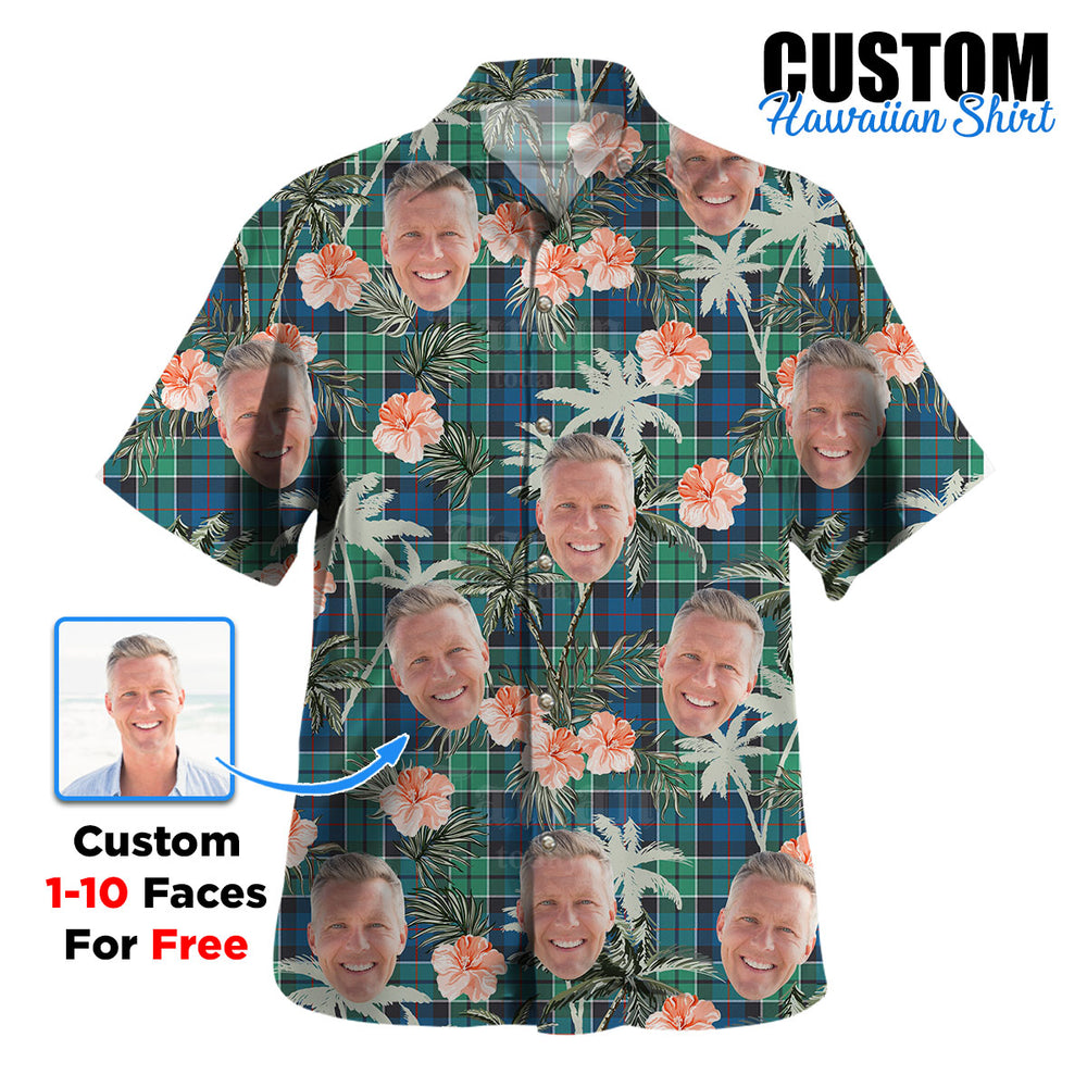 Clan Leslie Hunting Ancient Tartan Custom Face Hawaiian Shirt – Unisex Gift for Family Members, Summer Party TP45 Leslie Hunting Ancient Tartan Tartan Hawaii Shirt
