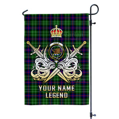 Custom Name Clan Leslie Hunting Tartan Garden Flag with Clan Crest and the Golden Sword of Courageous Legacy CM17